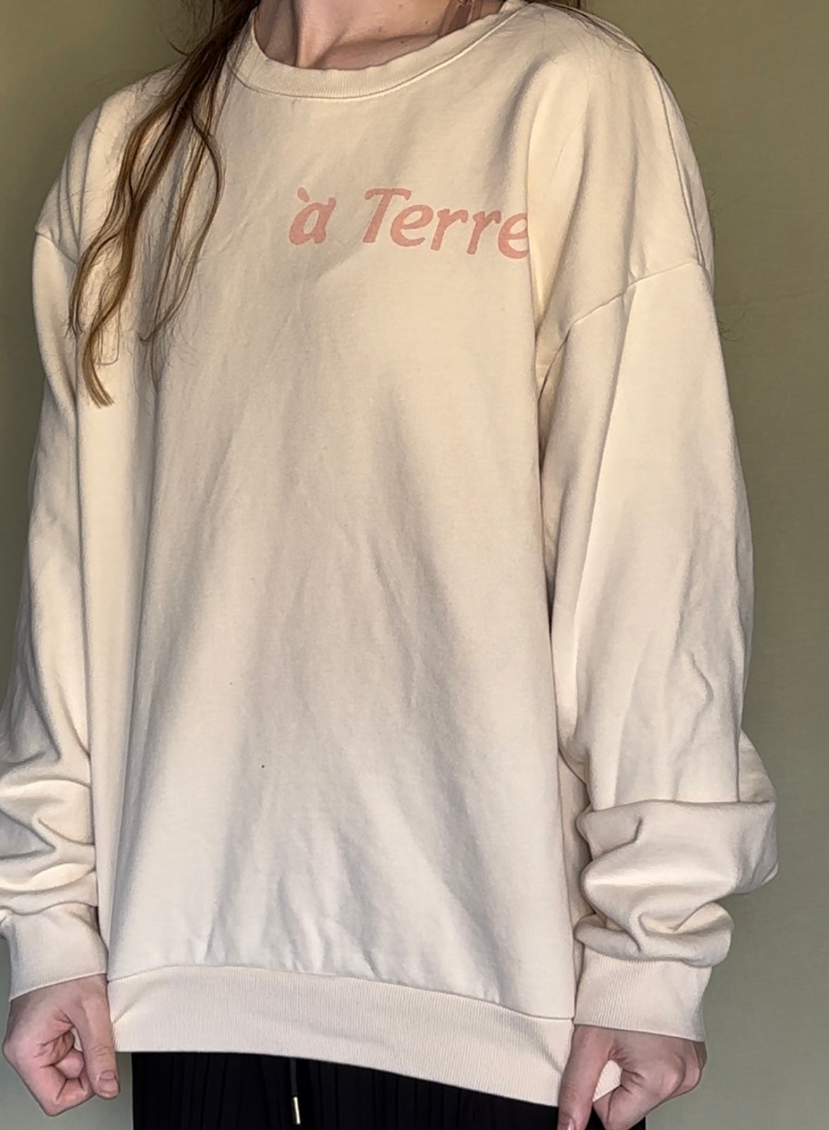 a Terre Crew Neck Sweatshirt - Cream/Pink