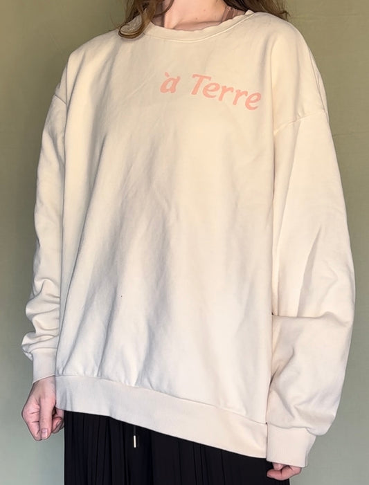 a Terre Crew Neck Sweatshirt - Cream/Pink