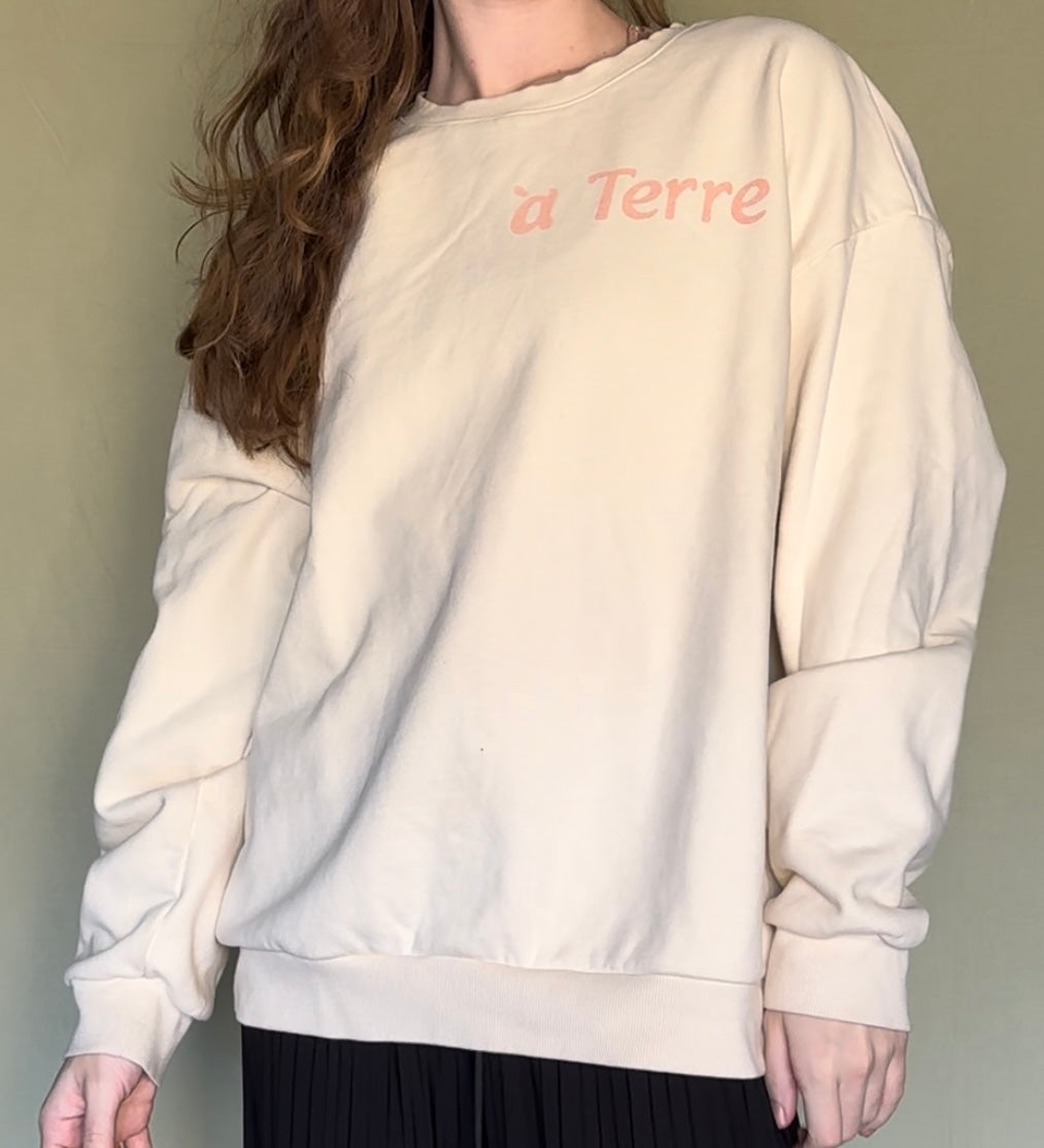 a Terre Crew Neck Sweatshirt - Cream/Pink