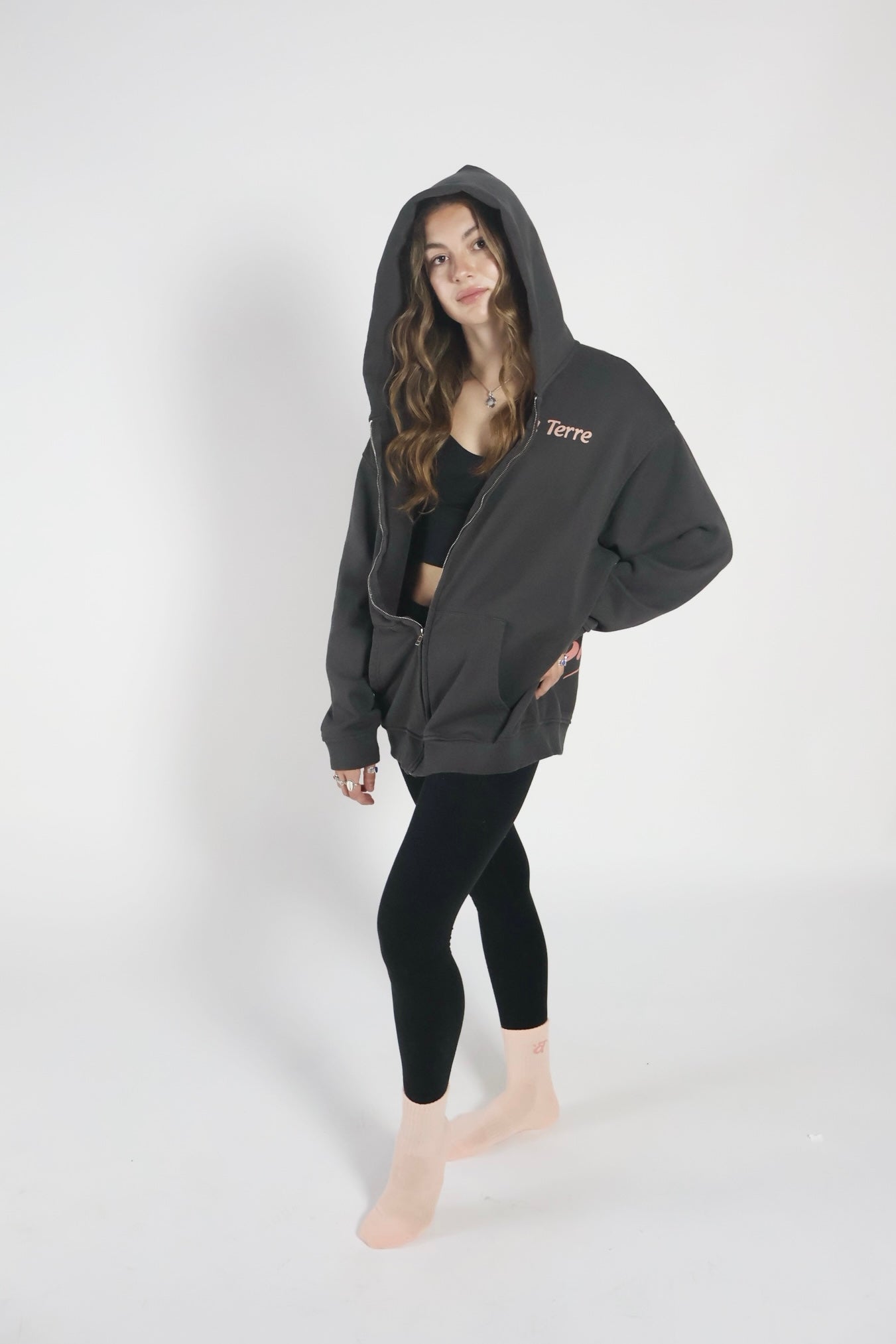 Stay Grounded Zip Hoodie by à Terre in Grey