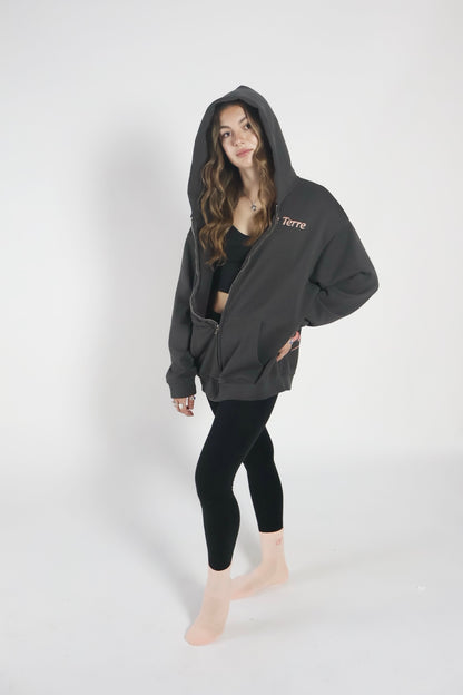 Stay Grounded Zip Hoodie by à Terre in Grey