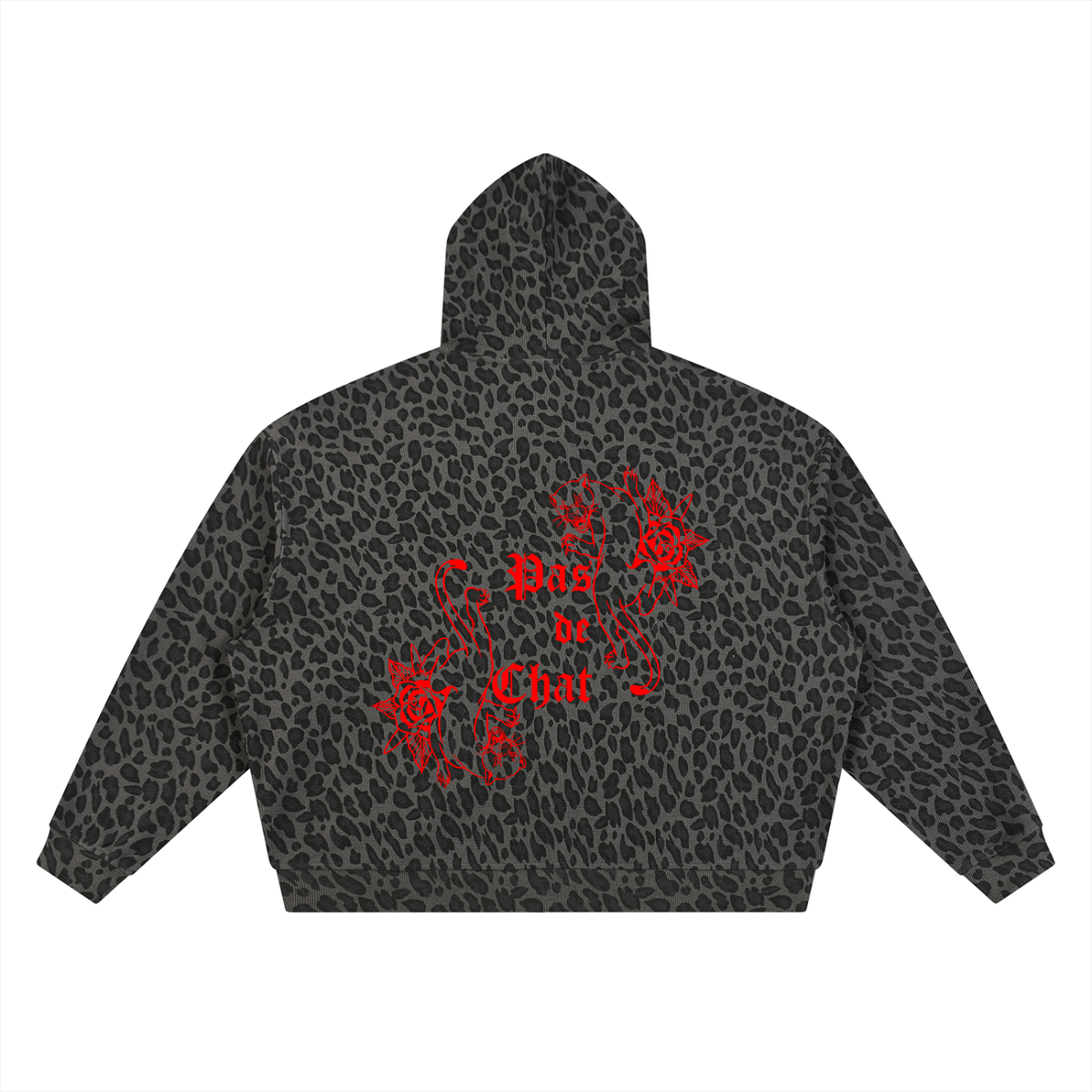 Unisex Leopard Print Waffle Full Zip Hoodie